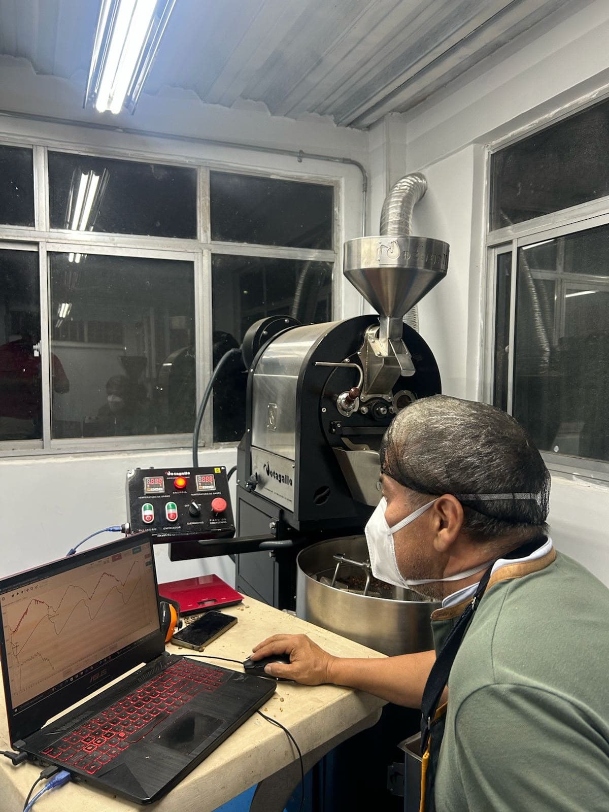 Monitoreando la curva de tueste en el tostador de Intocado