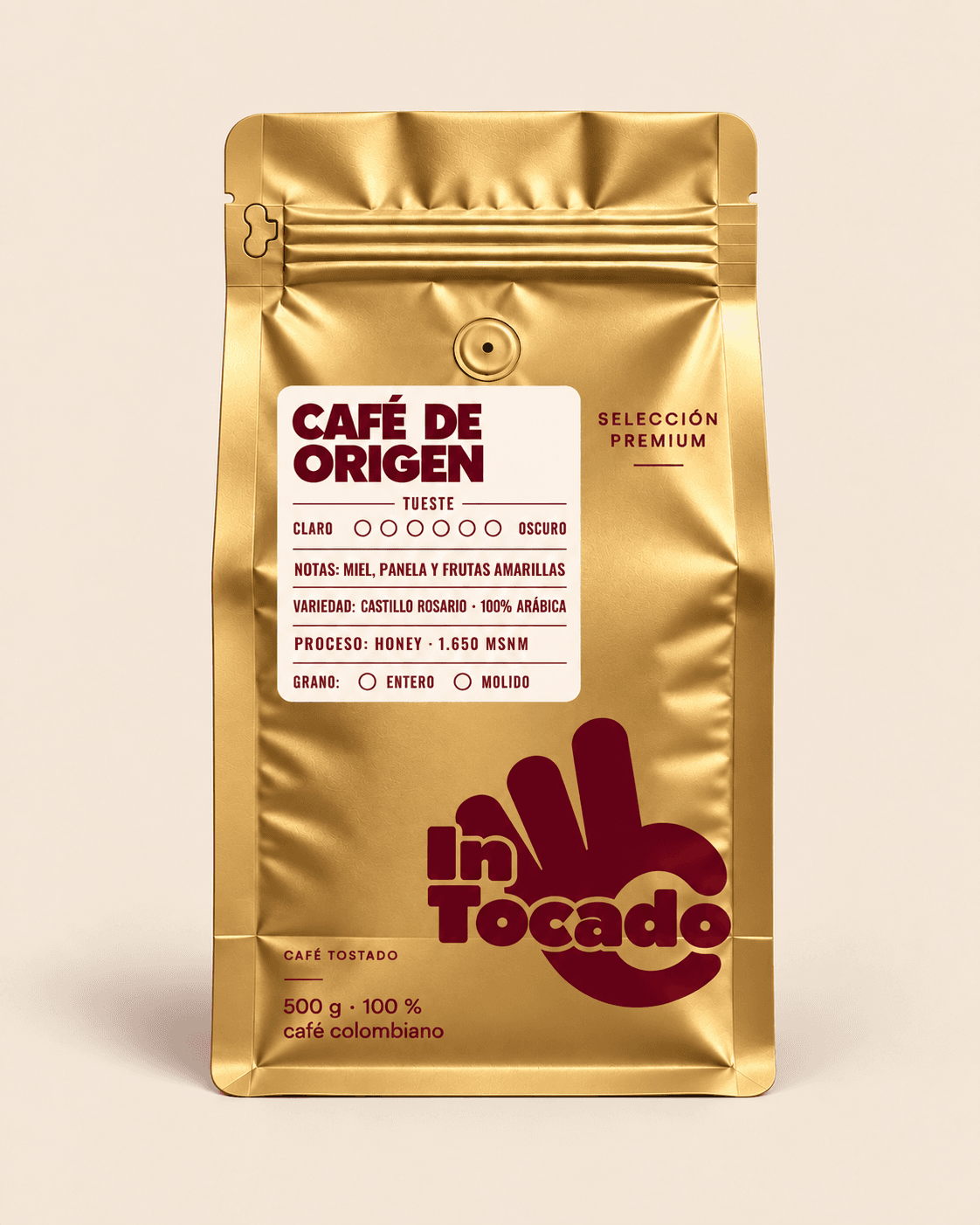 Bolsa de café Intocado Risaralda Honey — Finca familiar, Risaralda, Colombia, variedad Castillo, proceso honey, tostión media (foto 1 de 2)