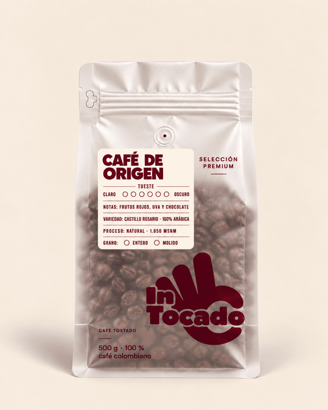 Bolsa de café Intocado Risaralda Natural — Finca familiar, Risaralda, Colombia, variedad Castillo, proceso natural, tostión media (foto 1 de 2)